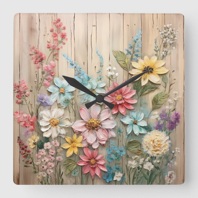 Shabby Chic-Blume Uhr (Vorderseite)