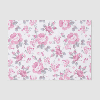 Shabby-Chic-Blumen, rosa Muster, blasse Rosen, wei Seidenpapier