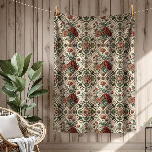 Shabby Chic Blumendecke mit Rote Rosen Fliesen Fleecedecke