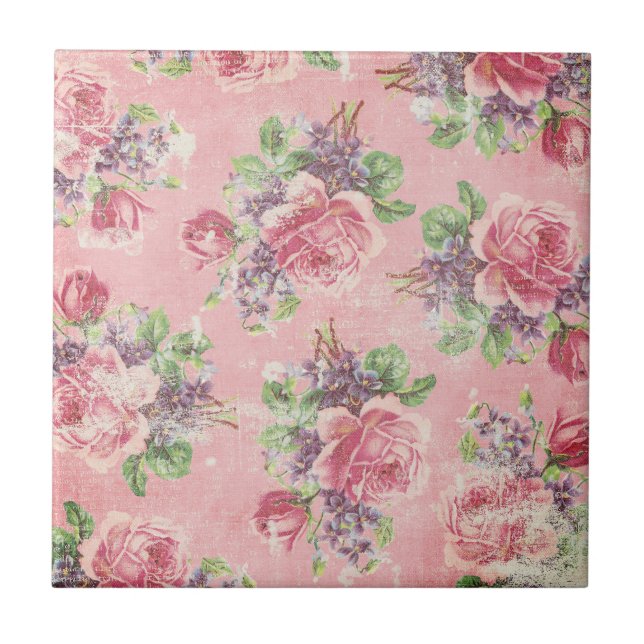 Shabby Chic Blumenfliese Fliese (Vorderseite)