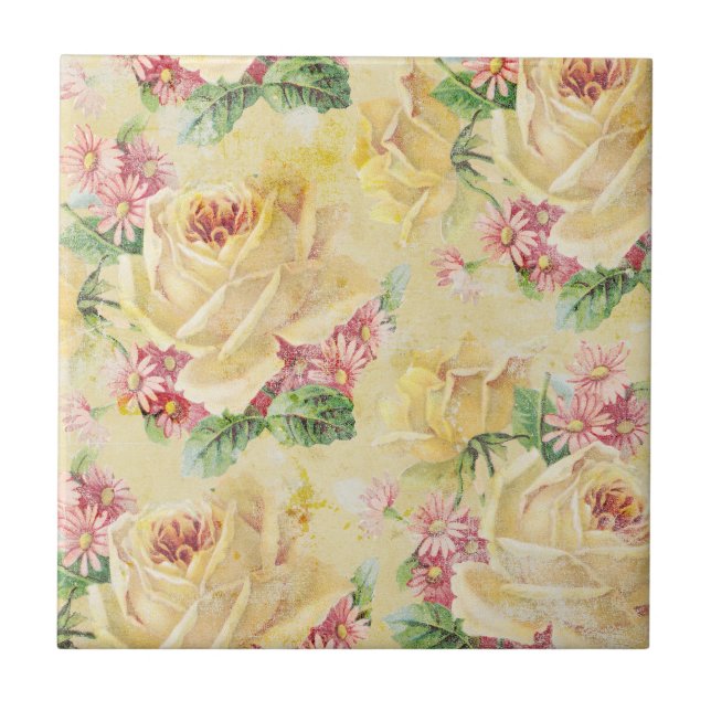 Shabby Chic Blumenfliese Fliese (Vorderseite)