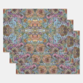 Shabby Chic Blumengarten Aquarellbilder Geschenkpapier Set