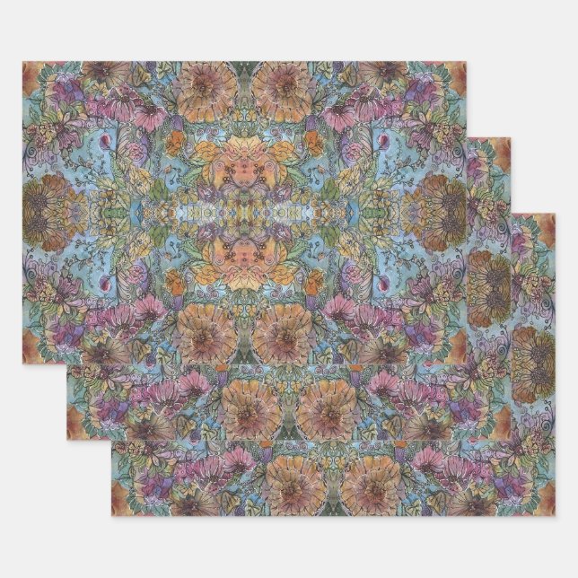 Shabby Chic Blumengarten Aquarellbilder Geschenkpapier Set (Set)