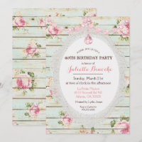 Shabby Chic Blumenholz Geburtstagseinladung