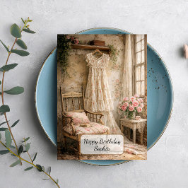 Shabby-Chic-Blumenkleid Karte