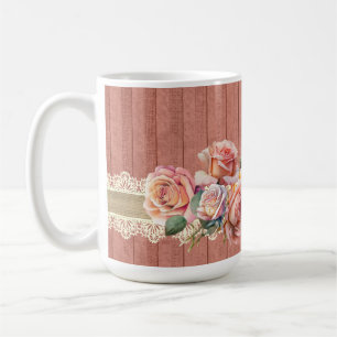 Shabby Chic Blumenkohl mit Rose Tischlampe Kaffeetasse