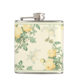 Shabby Chic Blumenkolben Gelbe Rosa Blume Flachmann