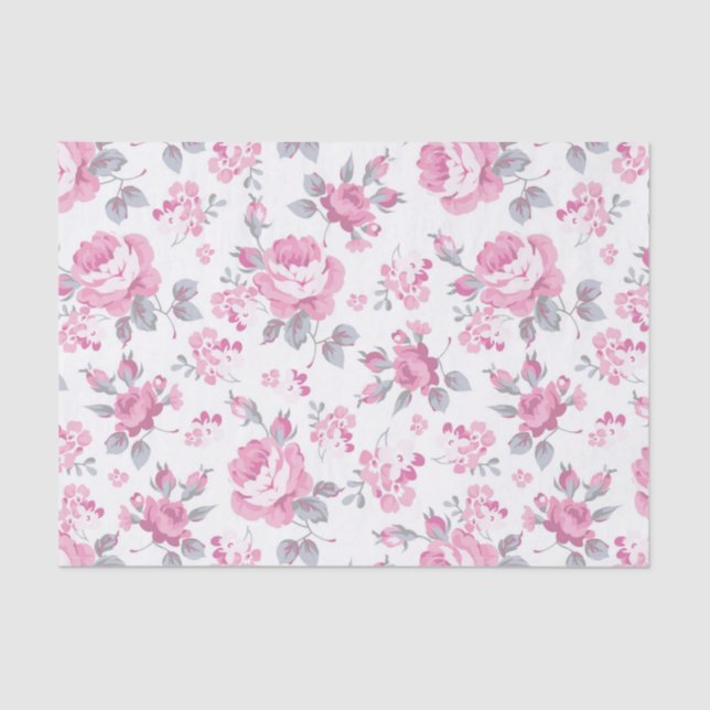 Shabby Chic, Blumenmuster, rosa, blassfarbene Rose Seidenpapier (Vorderseite)