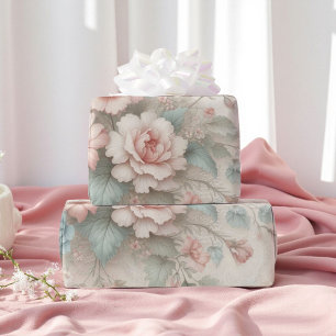 Shabby Chic Blush Pink Sage Green Boho Blues Rose Geschenkpapier