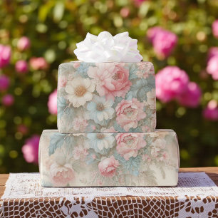 Shabby Chic Blush Pink Sage Green Boho Blues Rose Geschenkpapier