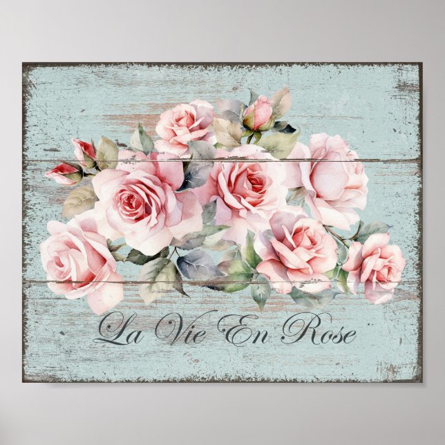 Shabby Chic Blush Rose La Vie En Rose Poster (Vorne)
