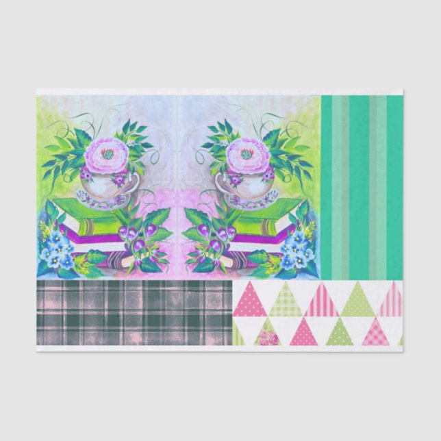 Shabby Chic Book Theme Floral Tissue Paper Seidenpapier (Vorderseite)