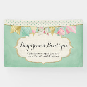 Shabby Chic Boutique Wimpelkette in Rosa, Mint und Banner