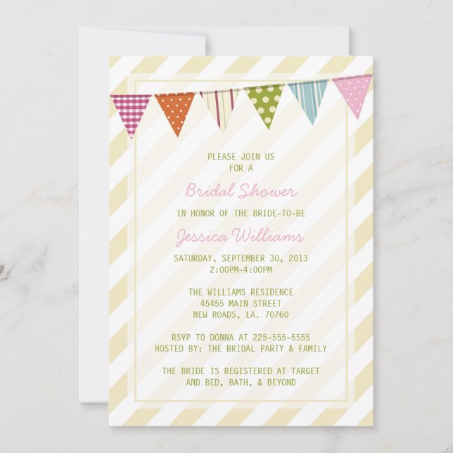Shabby Chic-Brautparty Einladung (Vorderseite)