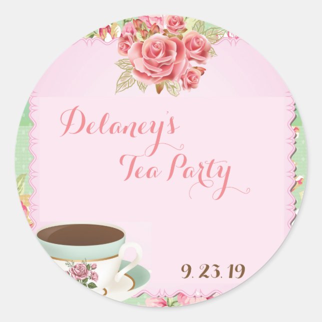 Shabby Chic Brautparty Tee Party Aufkleber (Vorderseite)