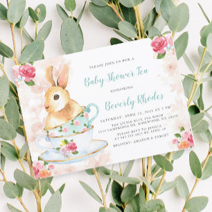 Shabby Chic Bunny Baby Dusche Tee Party Einladung