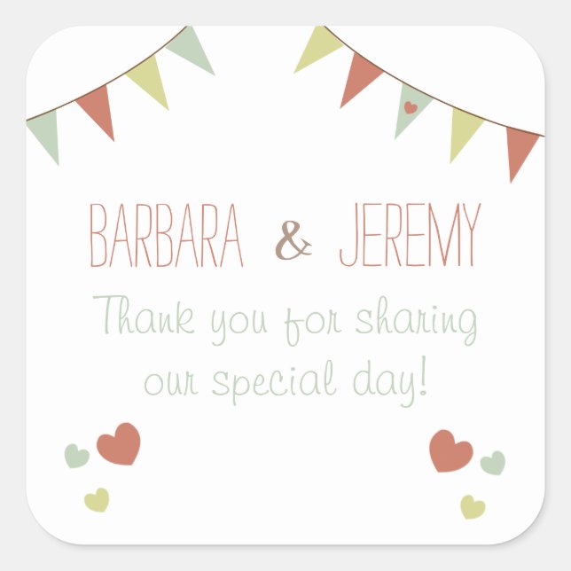 Shabby Chic Bunting Wedding Sticker (Vorderseite)