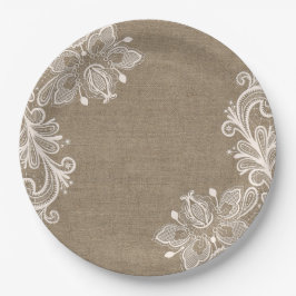 Shabby Chic Burlap- und Lace Chic Paper Plate Pappteller