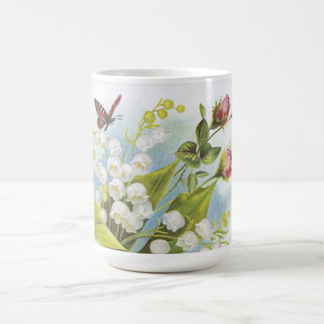 Shabby Chic Butterfly, Rose & Lily of the Valley Kaffeetasse (Mittel)