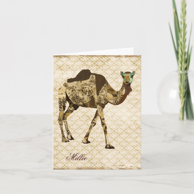 Shabby Chic Camel Personalisiert Notecard (Vorderseite)