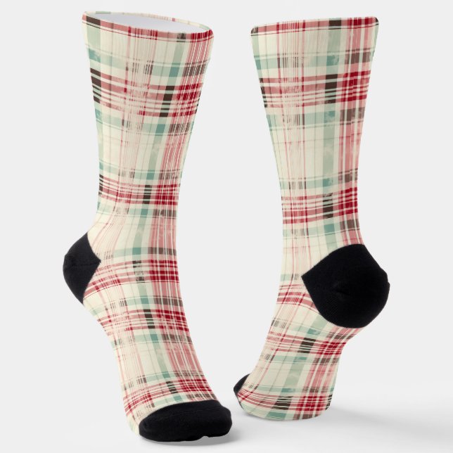 Shabby Chic Christmas Tartan Socken (Gewinkelt)