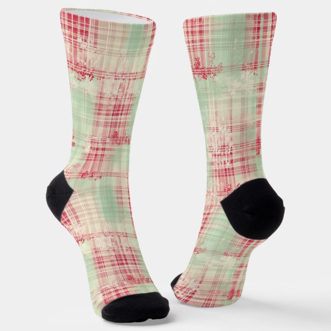 Shabby Chic Christmas Tartan Socken (Gewinkelt)