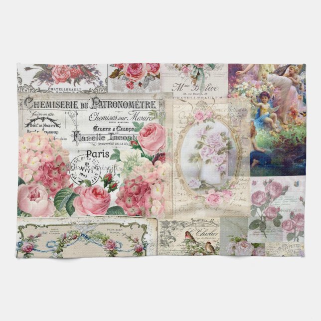 Shabby chic collage,country victorian,decoupage, b geschirrtuch (Horizontal)