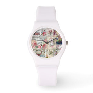 Shabby chic collage,country victorian,decoupage,mo armbanduhr