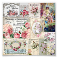 Shabby chic collage,country victorian,decoupage,mo