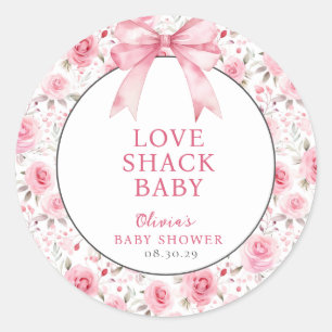 Shabby Chic Coquette Pink Liebe Shack Babydusche Runder Aufkleber