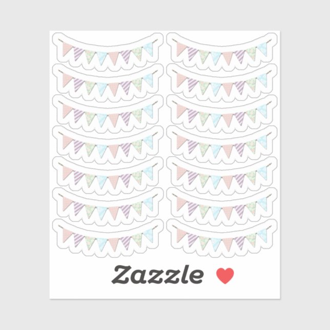 Shabby Chic Country Party Bunting Plane Aufkleber (Blatt)