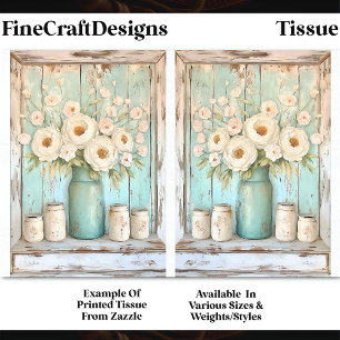 Shabby Chic Cream Peonies, Aqua Jug DV5B Decoupage Seidenpapier