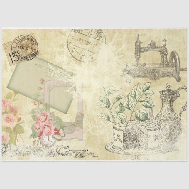 Shabby Chic Creme Series Design 3 Seidenpapier (Vorderseite)