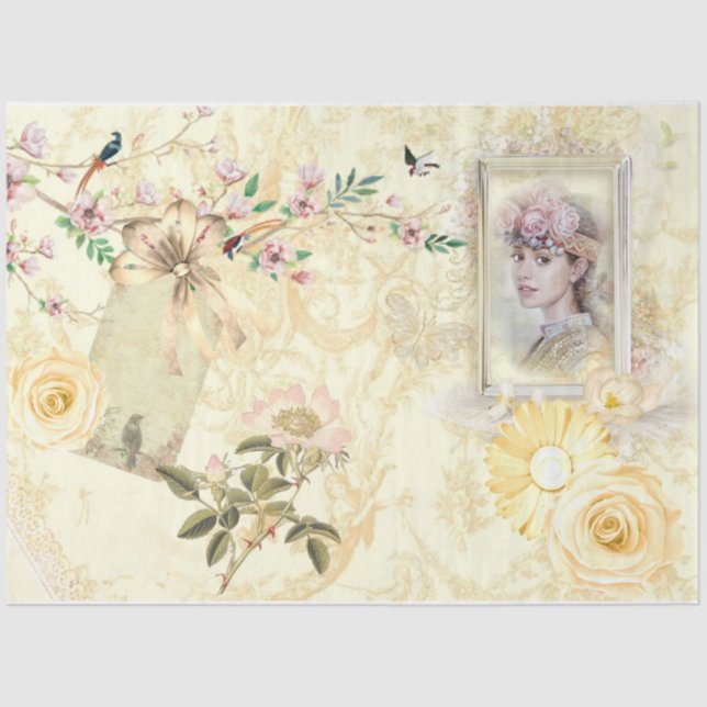Shabby Chic Creme Series Design 5 Seidenpapier (Vorderseite)