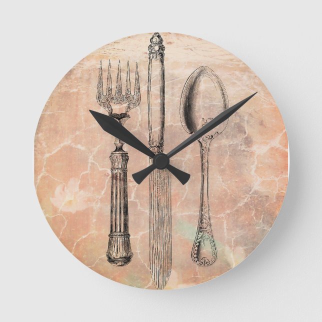 Shabby chic cutlery runde wanduhr (Vorderseite)