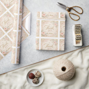 Shabby Chic Dankeschön-Aufkleber Geschenkpapier