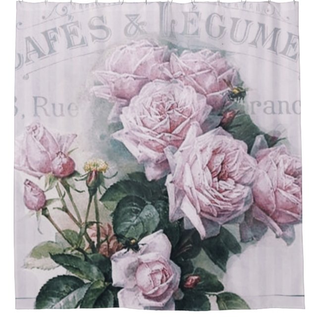 Shabby Chic, Decopage, viktorianisch, französisch  Duschvorhang (Vorderseite)