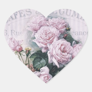 Shabby Chic, Decopage, viktorianisch, französisch  Herz-Aufkleber