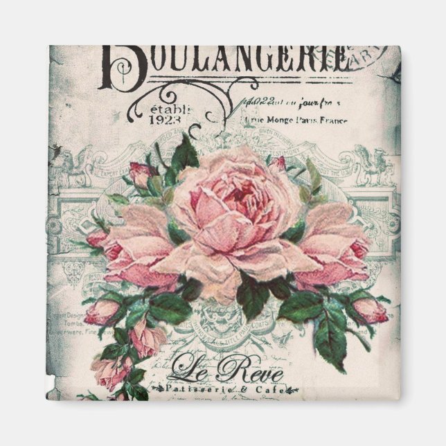 Shabby Chic, Decopage, viktorianisch, französisch  Magnet (Vorne)