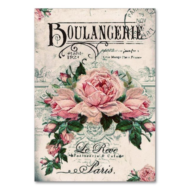 Shabby Chic, Decopage, viktorianisch, französisch  Tischnummer (Vorderseite)