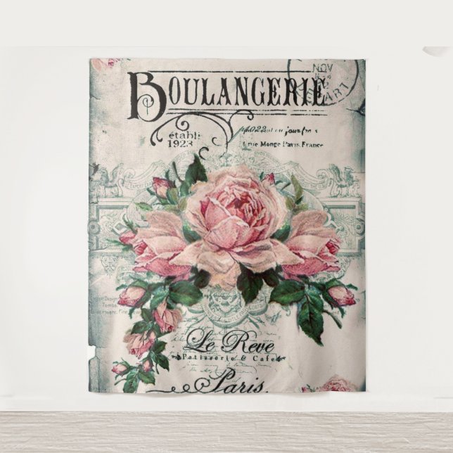 Shabby Chic, Decopage, viktorianisch, französisch  Wandteppich (Vorderseite)