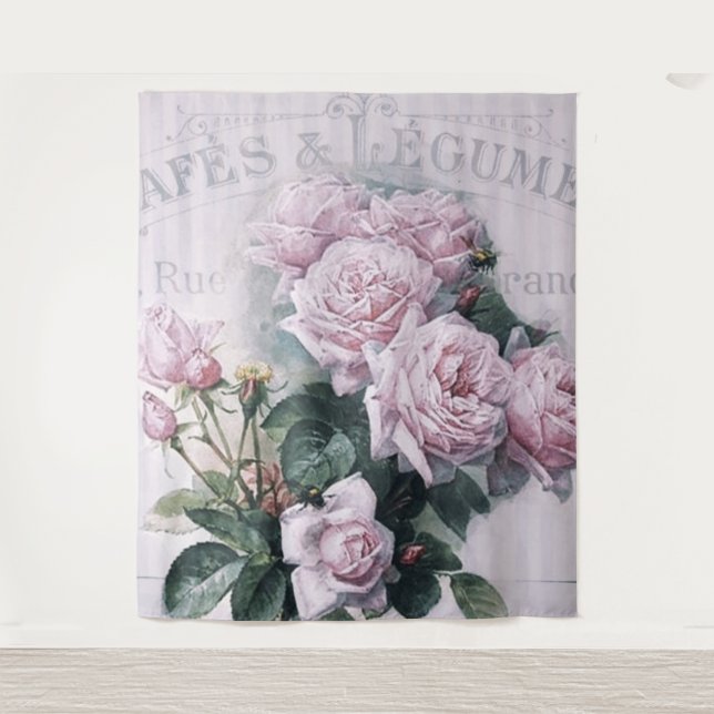 Shabby Chic, Decopage, viktorianisch, französisch  Wandteppich (Vorderseite)