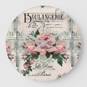 shabby chic, decoupage, victorian, french chic, pa große wanduhr