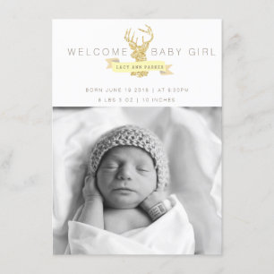 Shabby Chic Deer Birth Announcement Foto Ankündigung