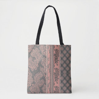 Shabby Chic Dusty Rose Pink Grau Damast Patchwork