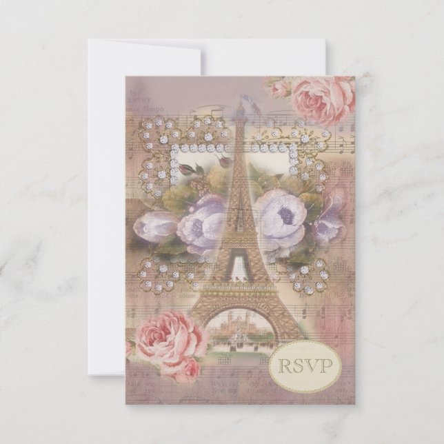 Shabby Chic Eiffel Tower UAWG RSVP Karte (Vorderseite)