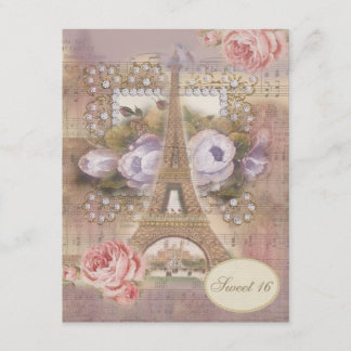 Shabby Chic-Eiffel-Turm-Blumenbonbon 16 Einladung