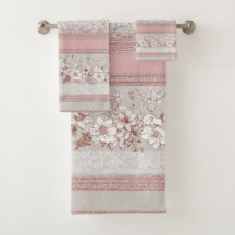 Shabby Chic Elegant Rosa Blumen Vintage Spitze