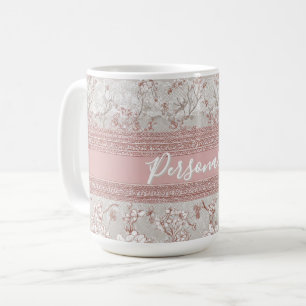 Shabby Chic Eleganz Rosa Antike Spitze Personalisi Kaffeetasse
