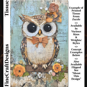 Shabby Chic Eule, Fliege, Floral DJ4R Decoupage Seidenpapier